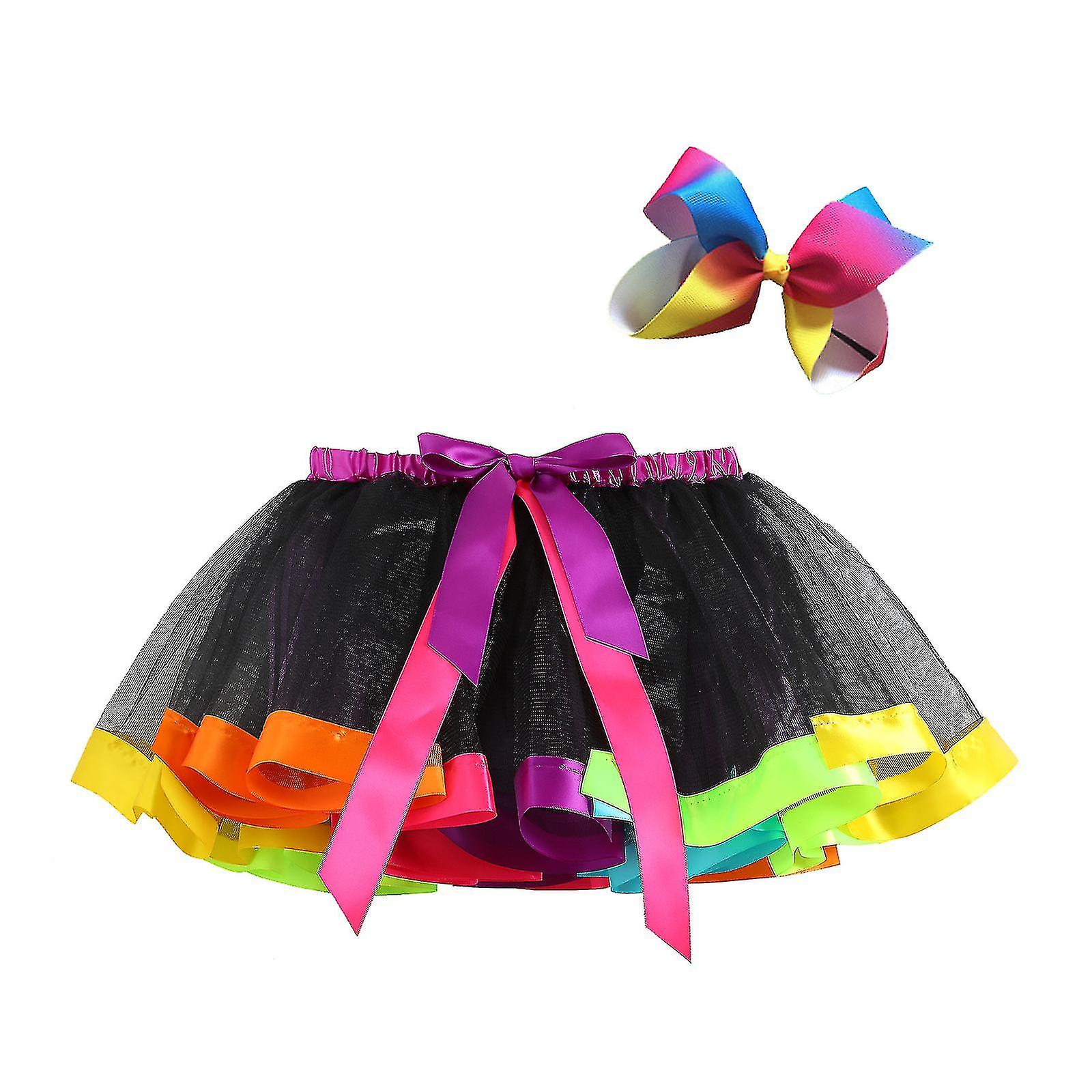 Mesh Regenbogen Puffy Rock Kinder Bumpy Half Body Prinzessin Rock Freie Schleife Kopfstück Tutuskirt