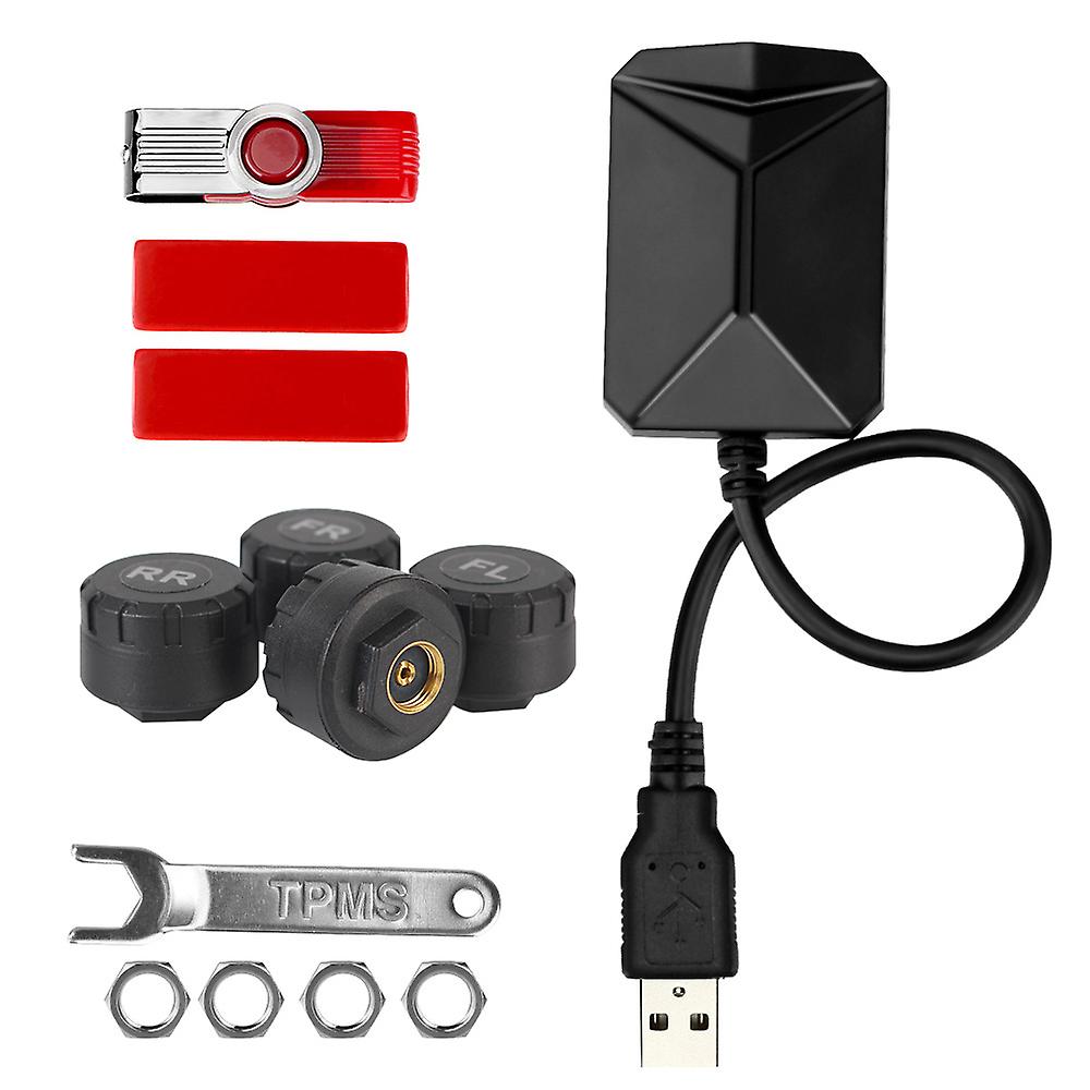 Android Navigation Alarm System With 4 Sensors Wireless Transmission Tpms Tire Pressure Monitoring System Usb Android Car Tpms
