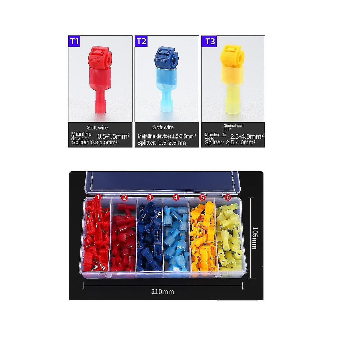 120 Pcs/60 Pairs Quick Splice Wire Terminals T-tap Self-stripping With Nylon Fully Insulated Male Q