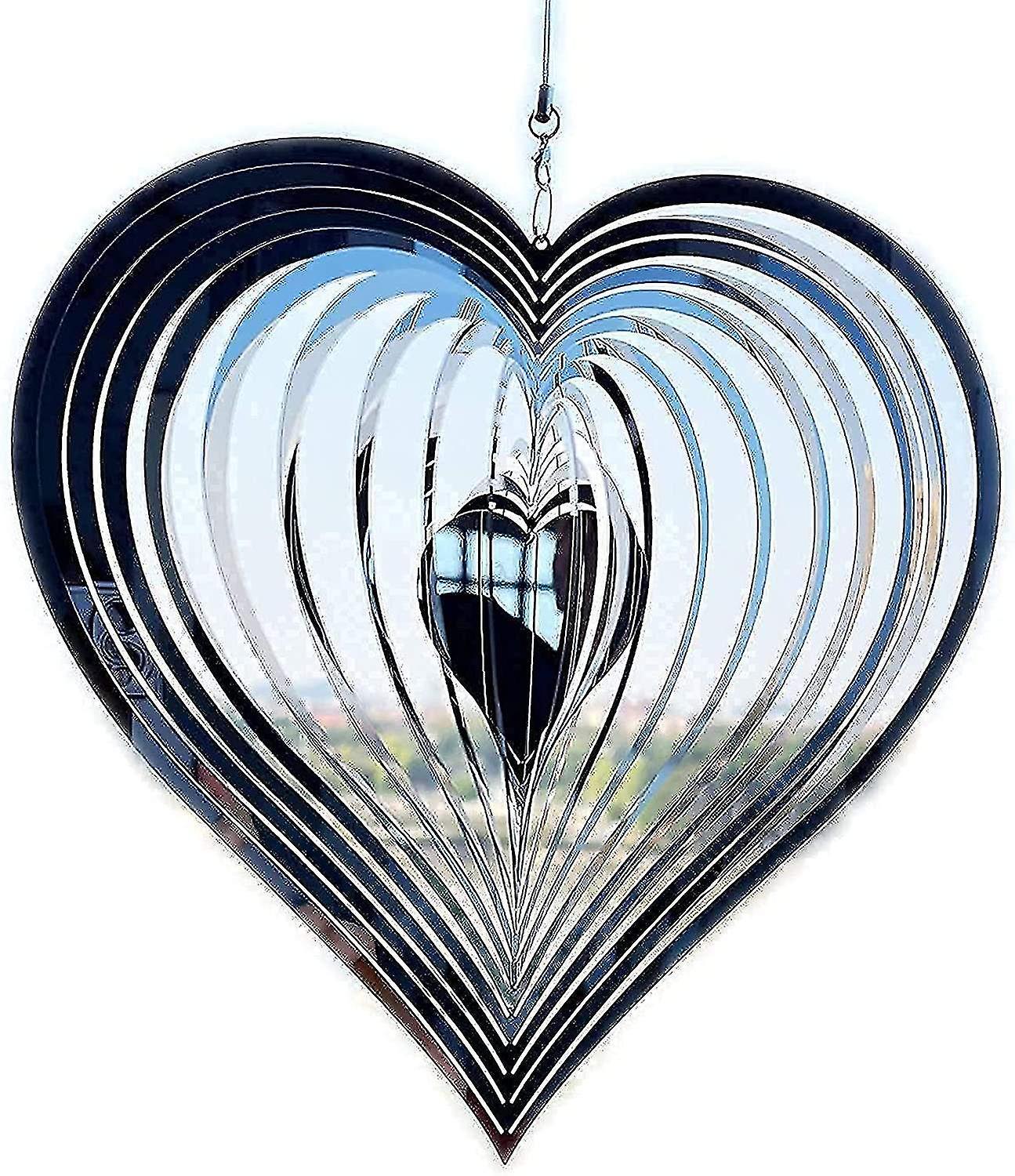 Heart Shaped Outdoor Wind Chimes, Rotating Metal Wind Chime, Stainless Steel Wind Chime, Spiral Wind