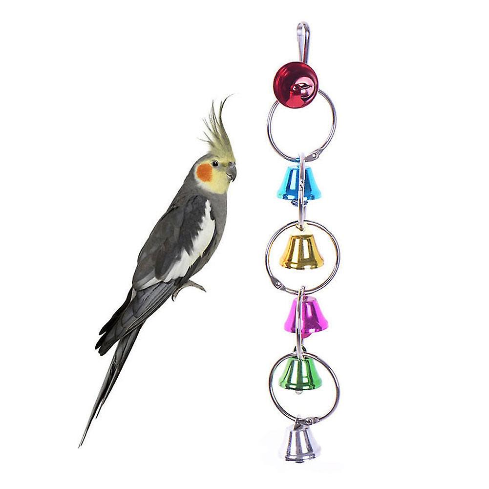 Safe Non Toxic Bird Toys 2pcs Parrot Colorful Bell String Nibbling Toy Cage Pendant