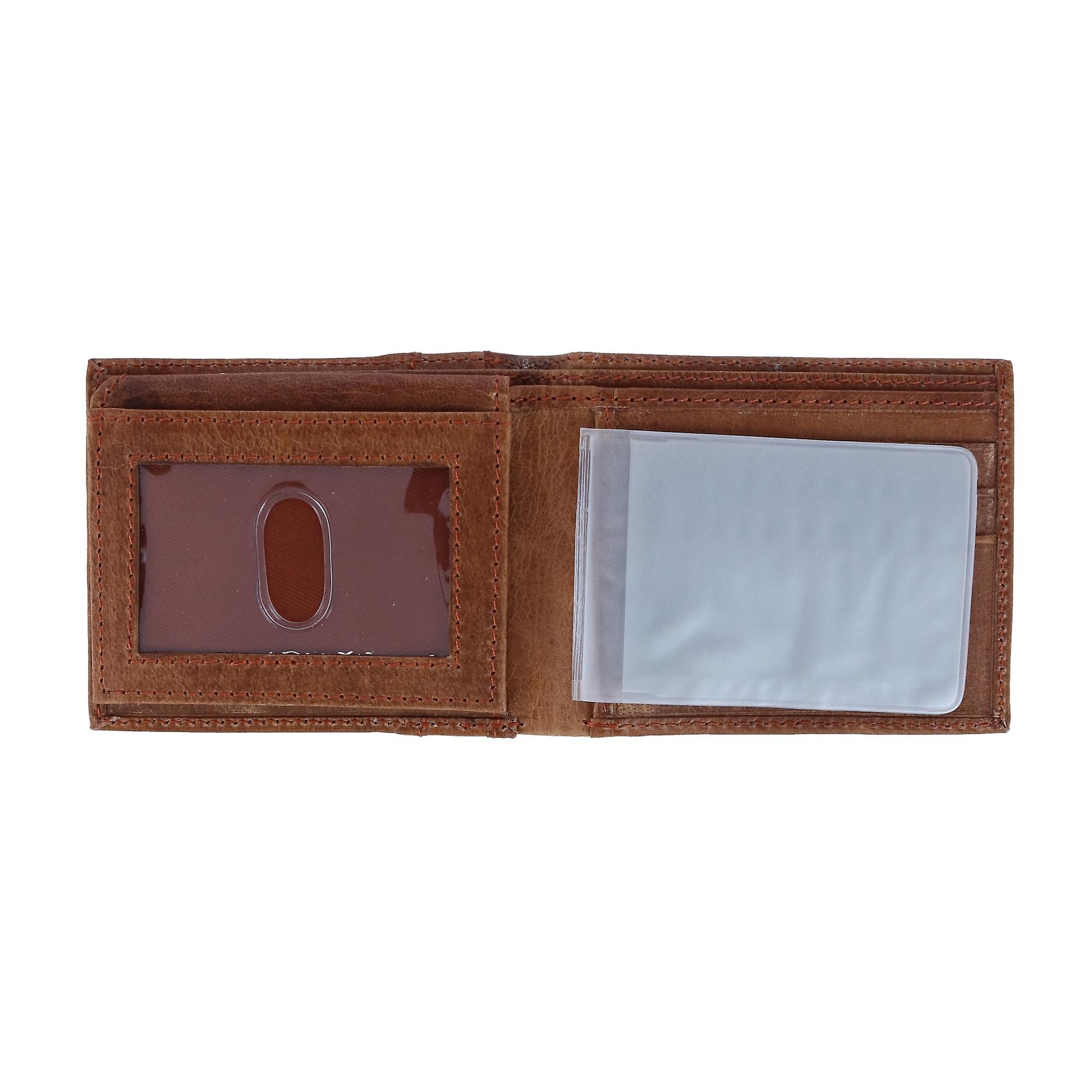 CTM Men's Leather American Flag Embossed Bifold Wallet - Slim, RFID Blocking, Tan-311998