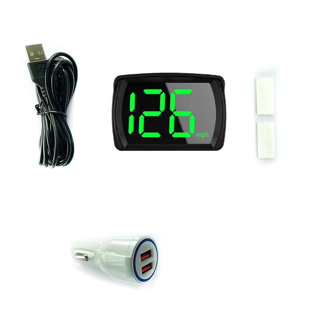 Car HUD Headup Display KM/H MPH GPS Digital Speedometer with LED Large Font Display Car Charge Adapt