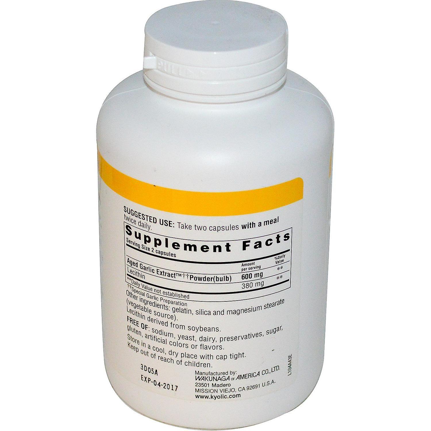Kyolic, Aged Garlic Extract with Lecithin, Cholesterol Formula 104, 300 Capsules