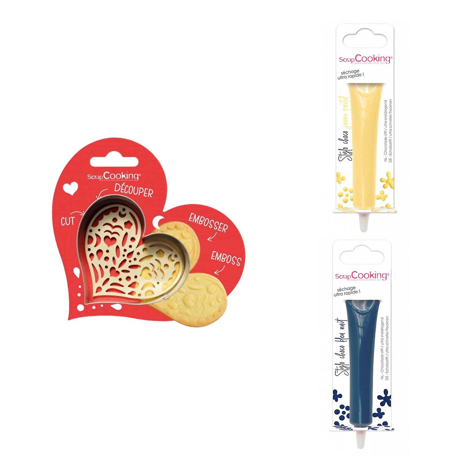 Heart Relief Cookie Kit + 2 Pastel Yellow and Midnight Blue Chocolate Pens
