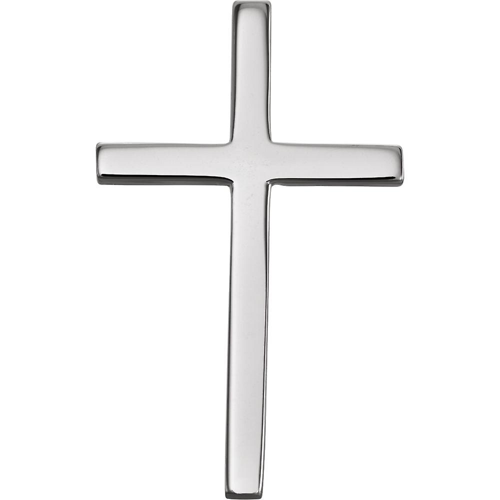 14Kホワイトゴールド宗教信仰クロスペンダントネックレス21.75x12.5-女性用ペンダント - 1.3グラム