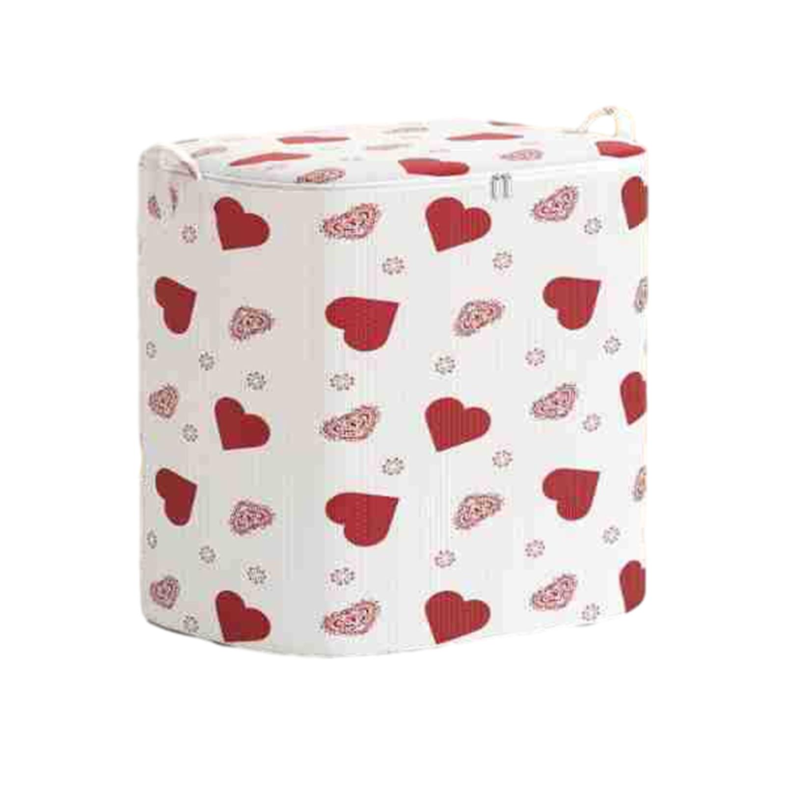 Love Heart Printed Clothes Storage Bag with Handle Large Capacity Home Storage Box for Home Storage