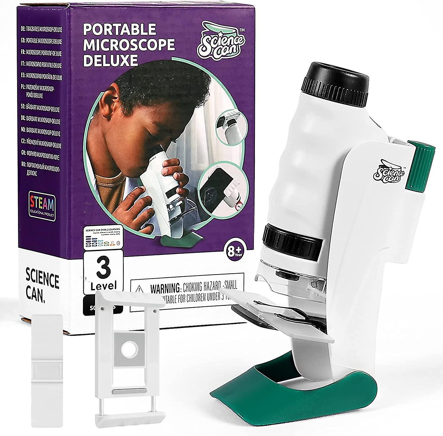 Science Can Microscope For Kids Portable Microscope Include 12pcs Prepared Slides