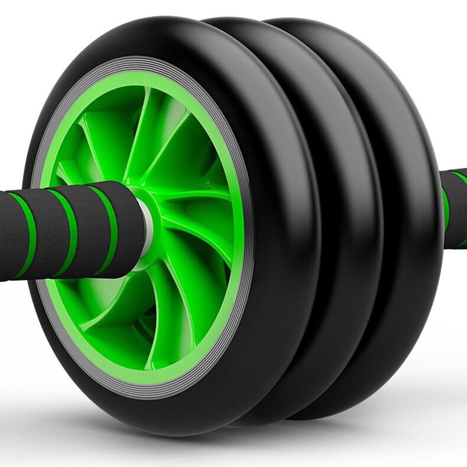Silent 16 Inch Green Two-Wheel Abdominal Roller for Core Training