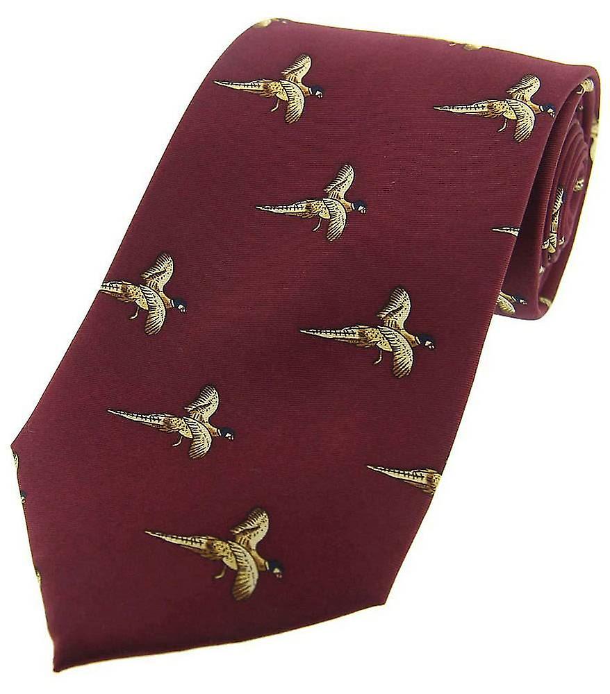 David Van Hagen Flying Pheasant Country Silk Tie - Wine