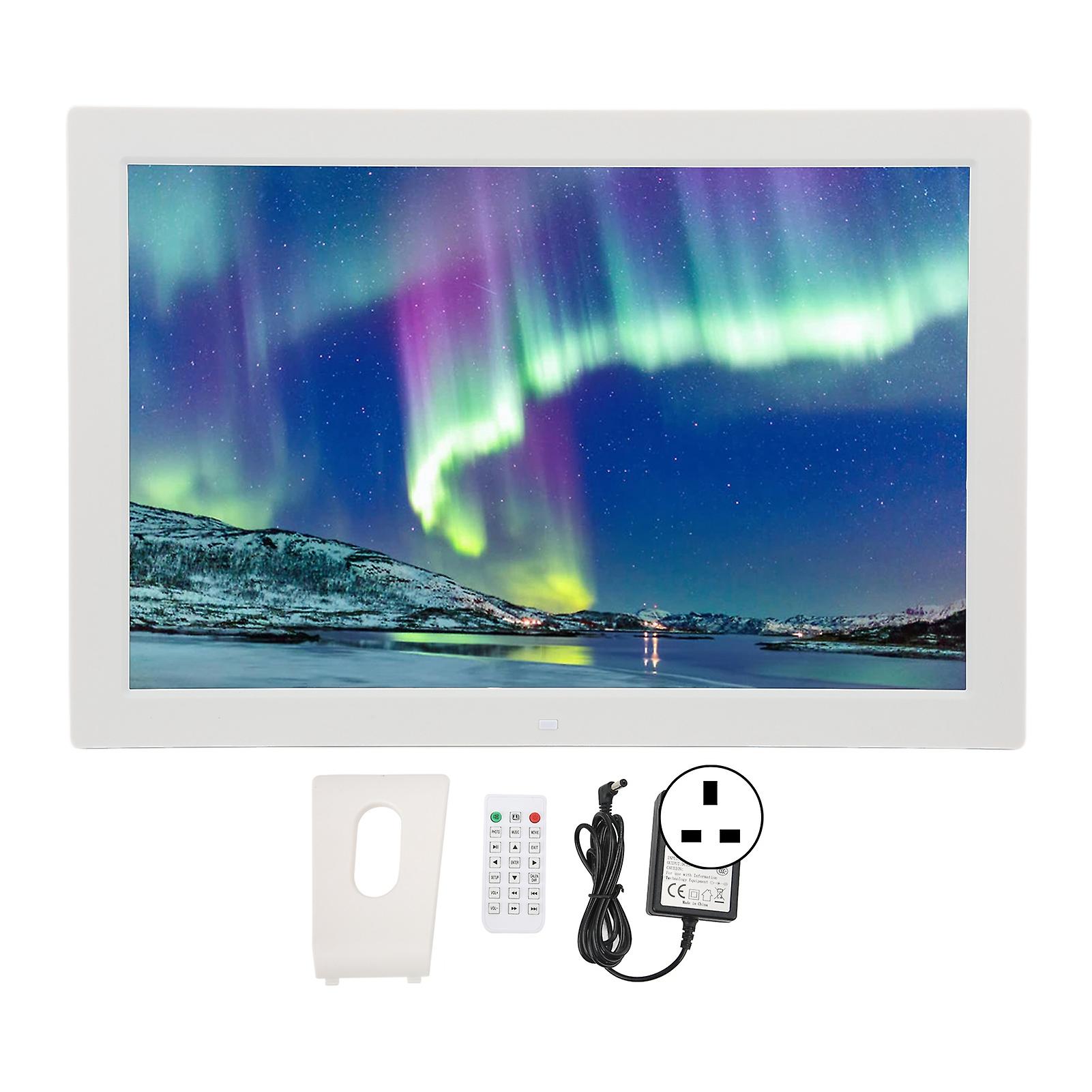 17" HD Smart Digital Picture Frame - Remote Control, Video & Photo Display, White
