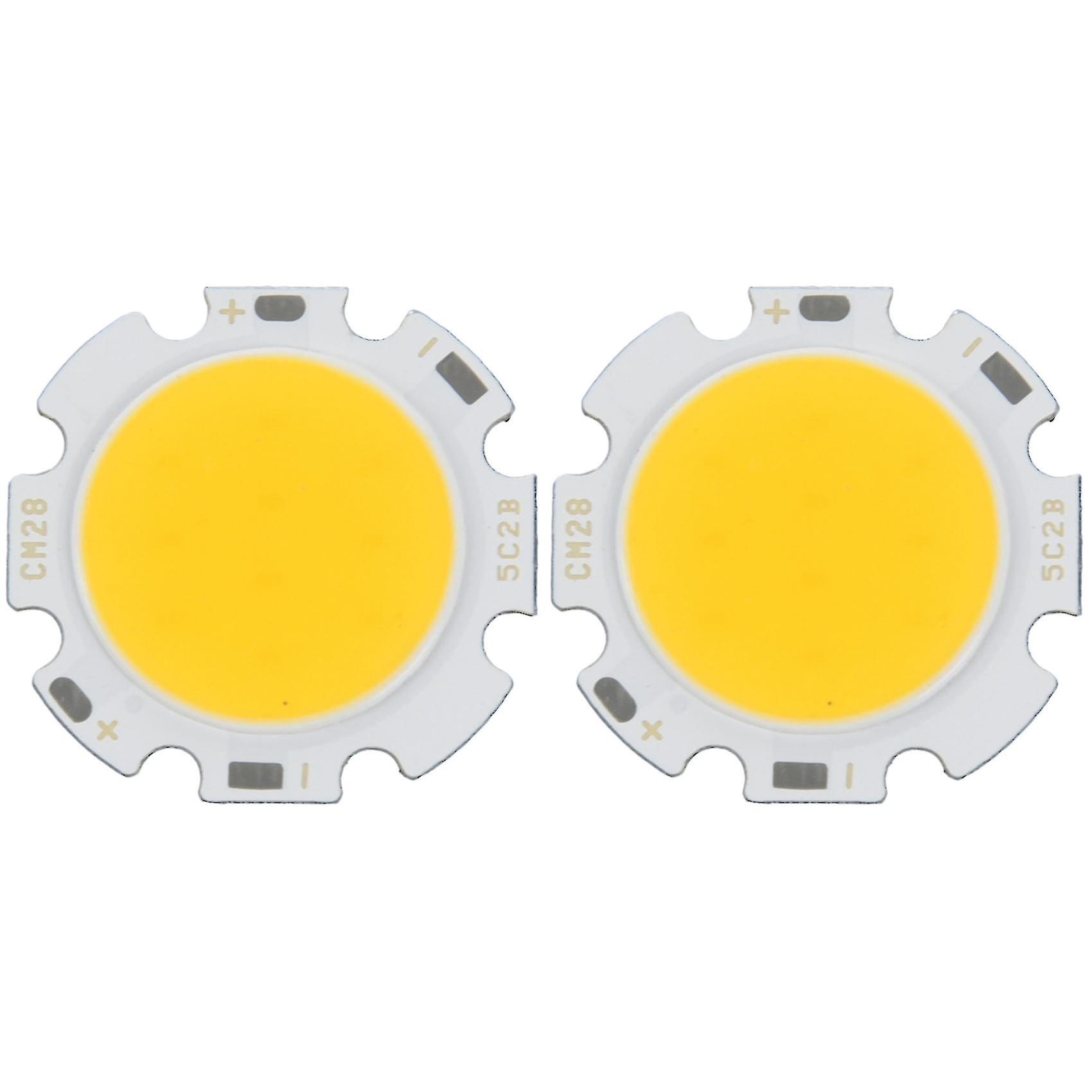 2x 5w Puce Lumière Ronde Cob Super Lumineux Led Lumière Led Ampoules De Lampe Blanc Chaud Dc15-17V-yuyu