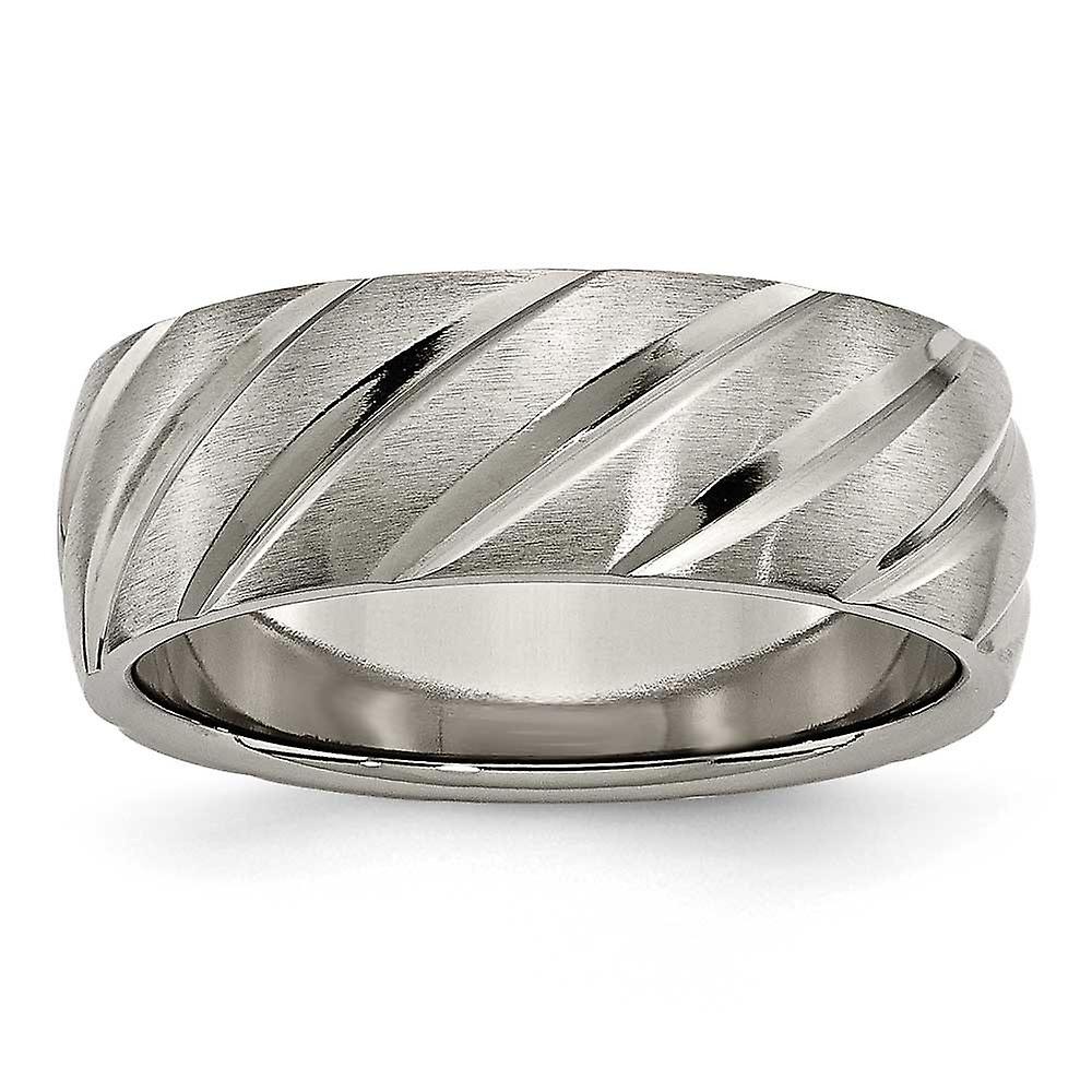 Titanium Swirl Design 8mm Satin Band Ring-Ring for Women and Men - Ring Size: 7 to 13