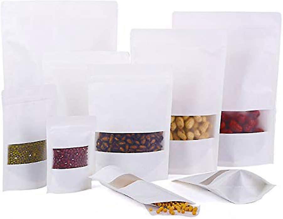 50 حزمة أبيض كرافت ورقة الرمز البريدي قفل قبضة الوقوف متابعة ختم أكياس للماء هدية قابلة لإعادة الاستخدام