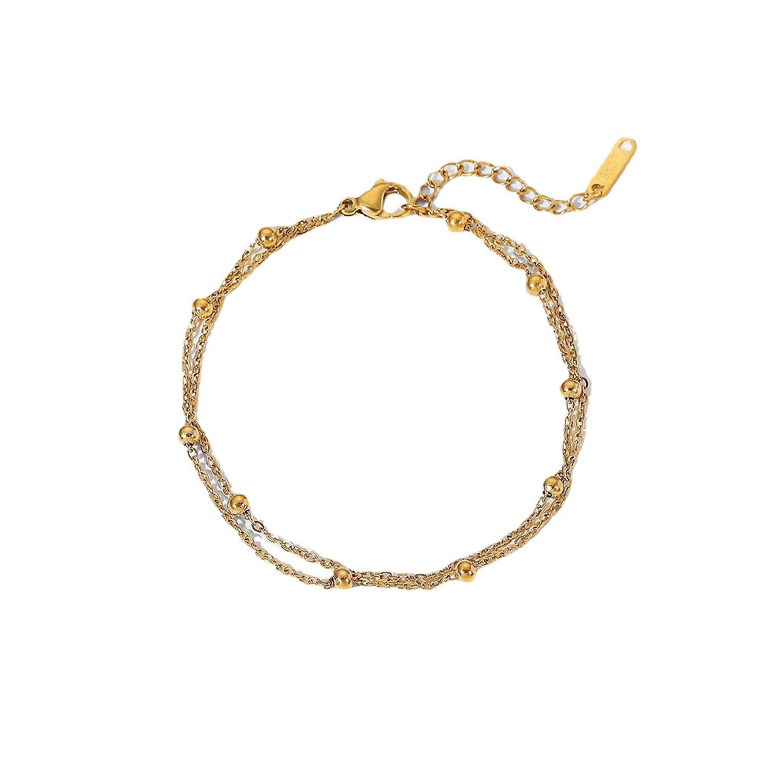 18K Solid Gold Beads Ball Bracelet for Women