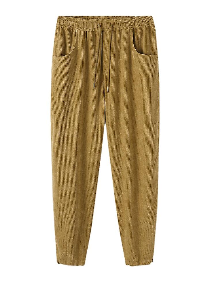 Men's Solid Color Corduroy Jogger Pants With Pockets