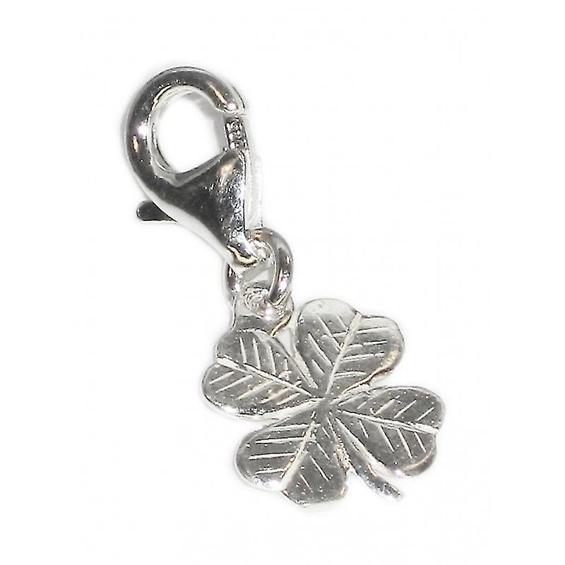 4 Leaf Clover On Lobster Clip Sterling Silver Charm .925 X1 Lucky Charms