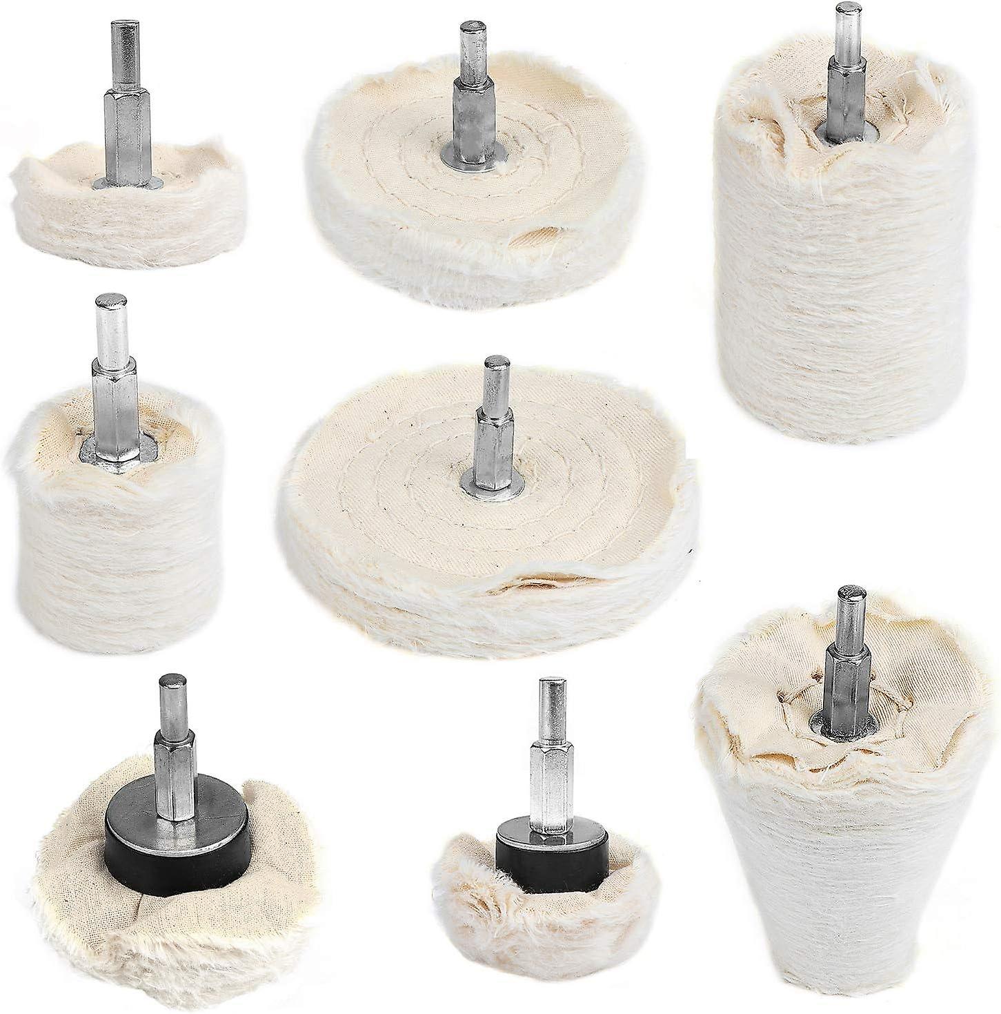 Set of 8 Flat Conical Polishing Wheels for 6.3mm Drill