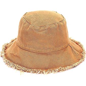 dla kobiet Lato Casual Szerokie rondo Bawełniany kapelusz Bucket Kapelusz Plaża Wakacje Akcesoria podróżne-Khaki