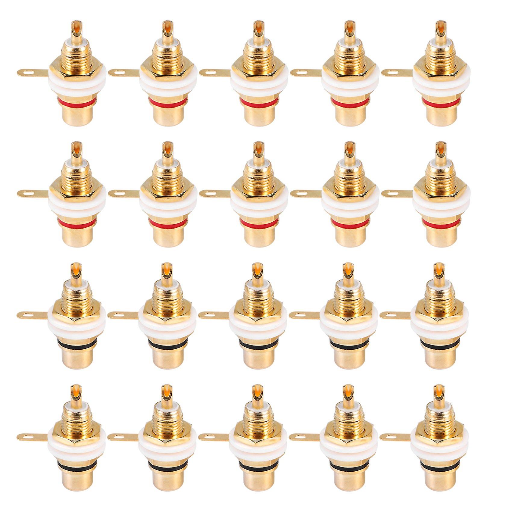 20Pcs Gold Plated RCA Terminal Plug Female Socket Chassis Panel Connector for Amplifier Speaker