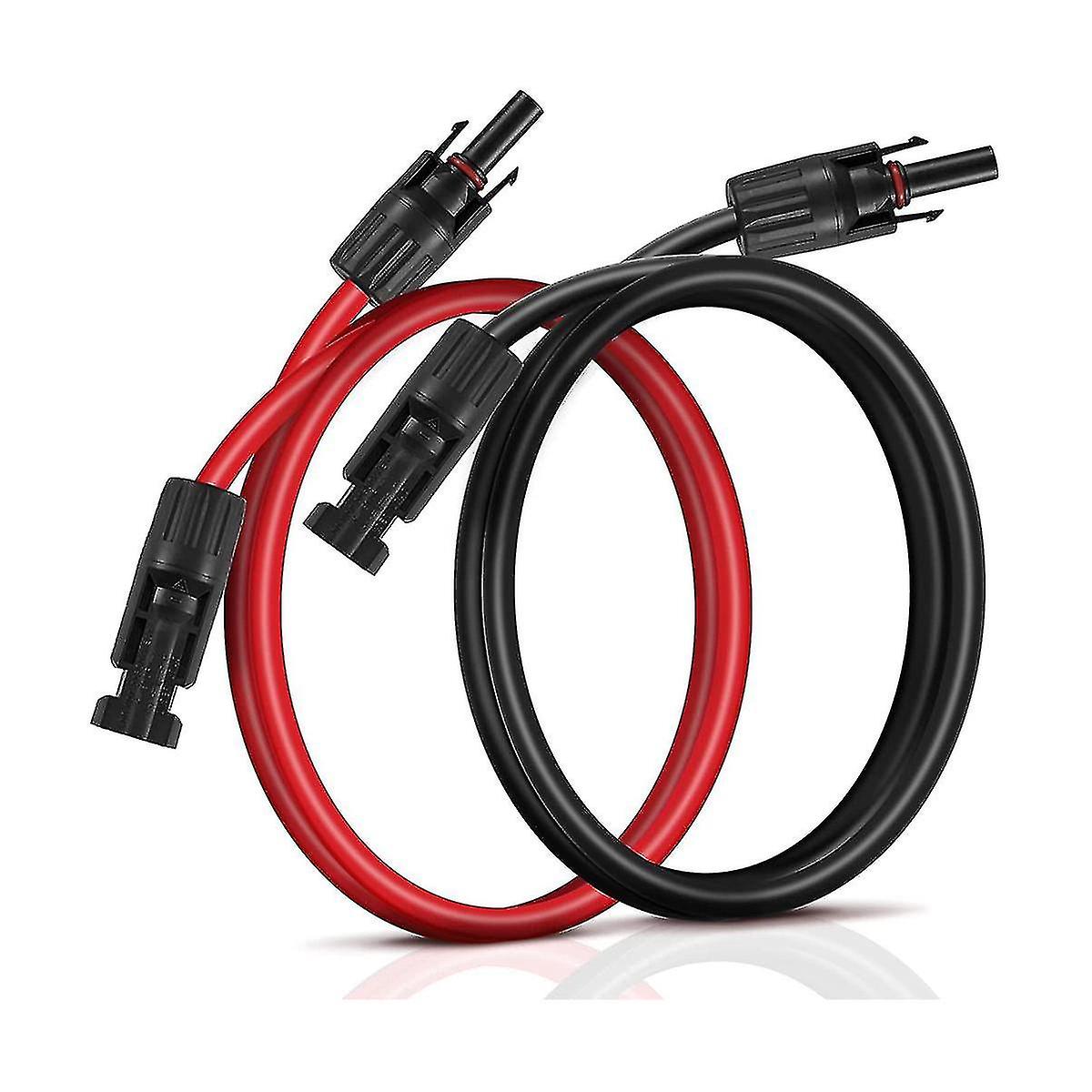 1m 10awg solární prodlužovací kabel, prodlužovací kabel solárního panelu s konektorem samice a samec (červená + černá
