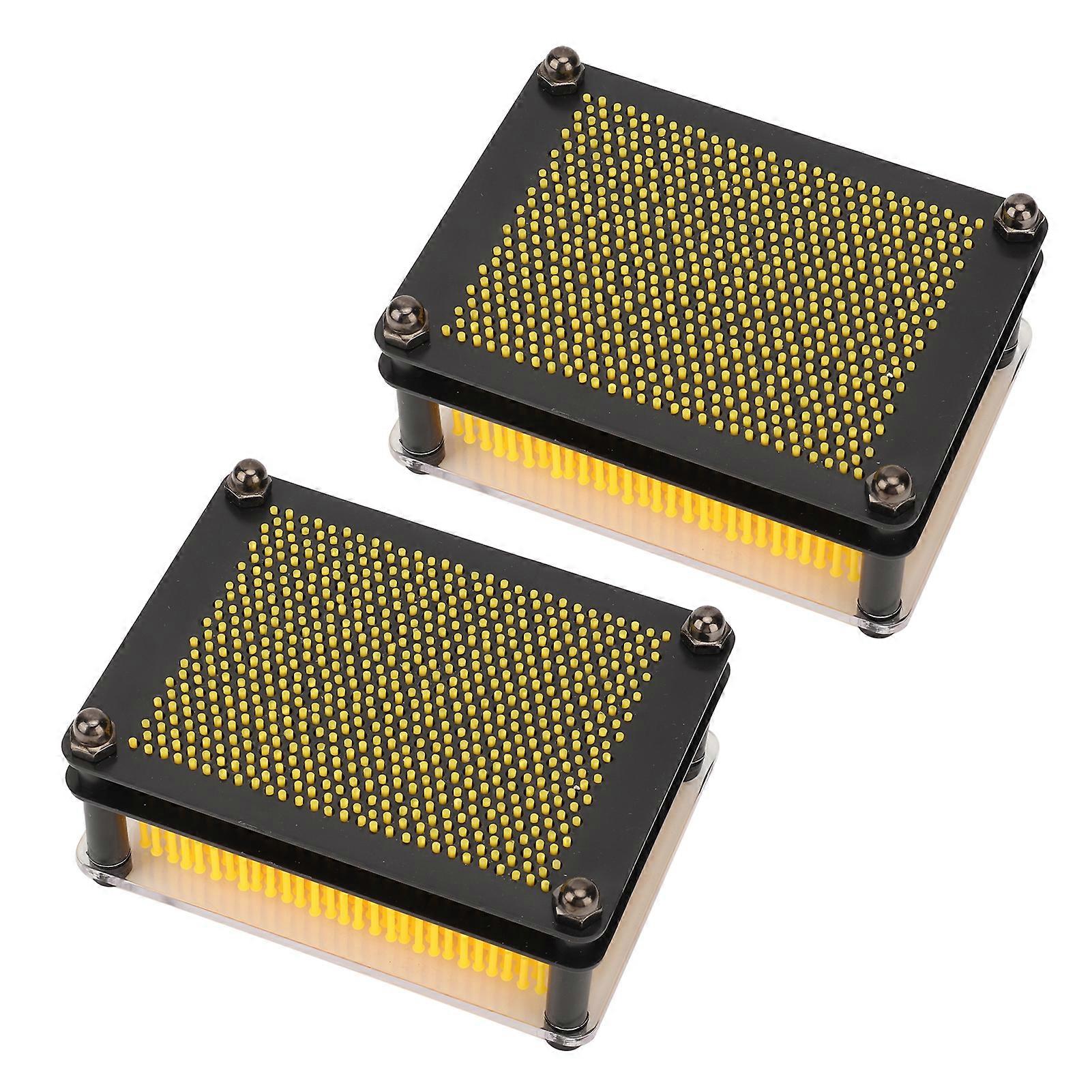 2個3Dピンアート玩具黄色絶妙なストレスリリーフ3Dピンアートボード玩具オフィステーブルレストランデコレーション用