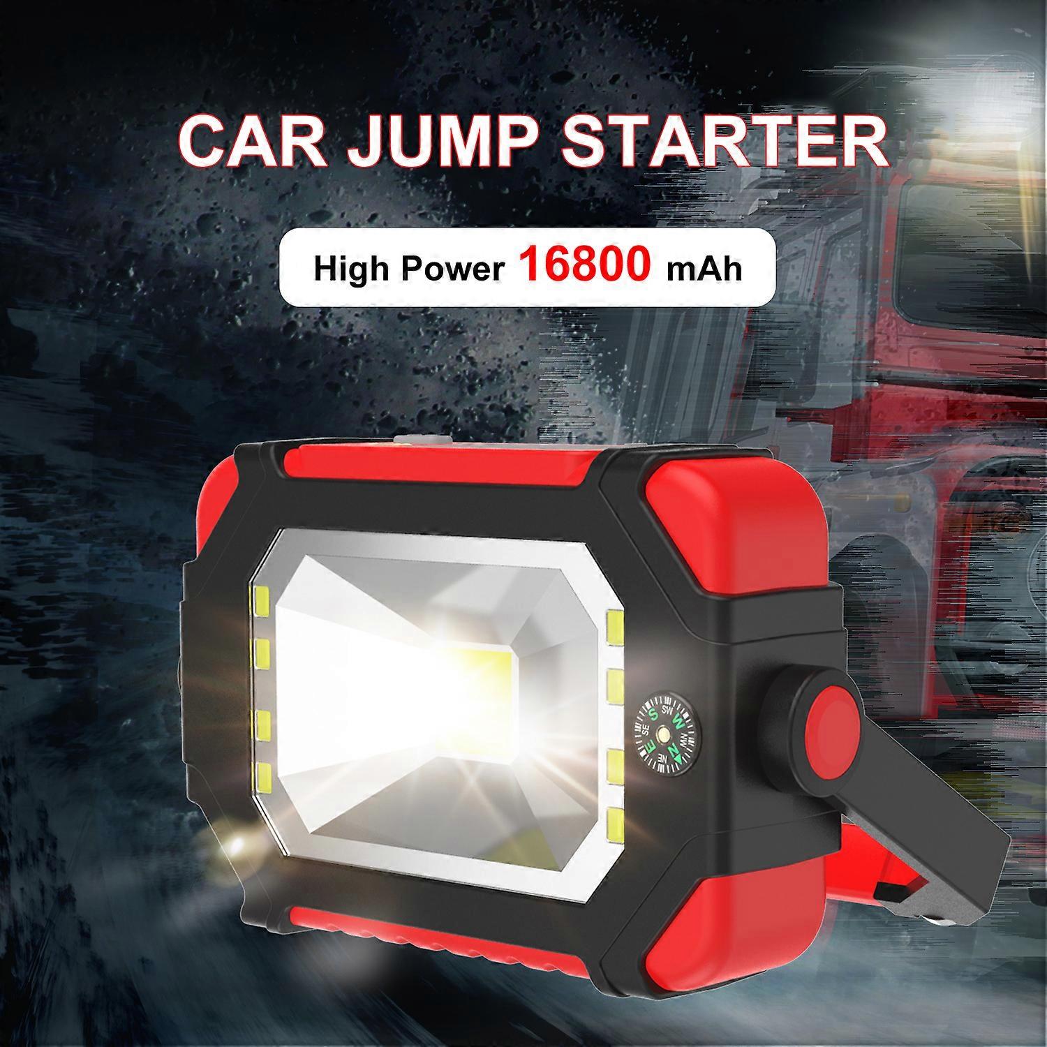 Red Portable 16800Mah Car Jump Car Starter Outdoor Power Bank 1500A Emergency Jump Start Auto Battery Booster Charger Starting Device Size 12