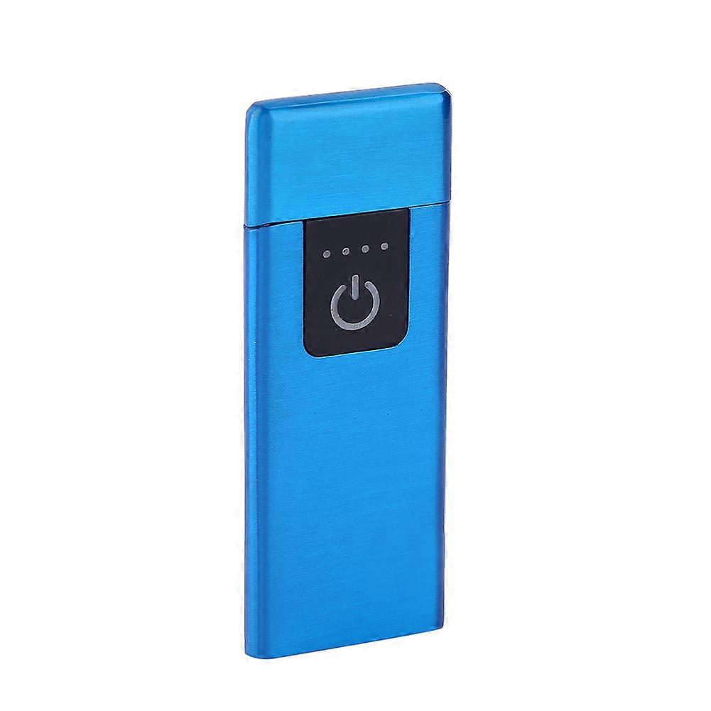 USB Recharge Ultra-thin Flameless Windproof Electronic Cigarette Lighter Touch Switch (Blue)