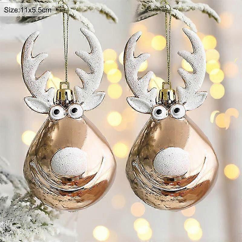 Jianghuo 2個ヘラジカクリスマスボールオーナメントクリスマスツリーハンギングオーナメントペンダントクリスマスデコレーションホーム新年パーティー