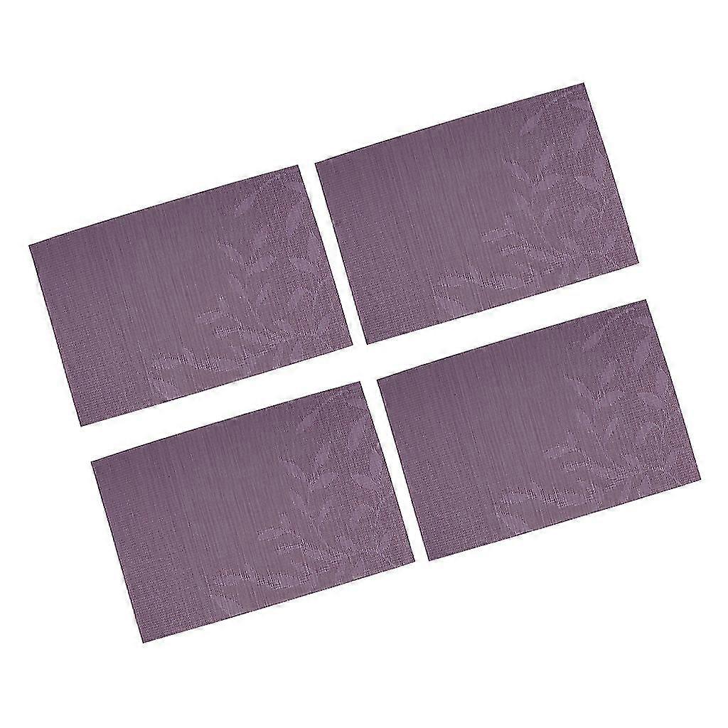 4pcs Pvc Rectangle Placemat Heat Insulation Dining Table Pad Coaster Purple