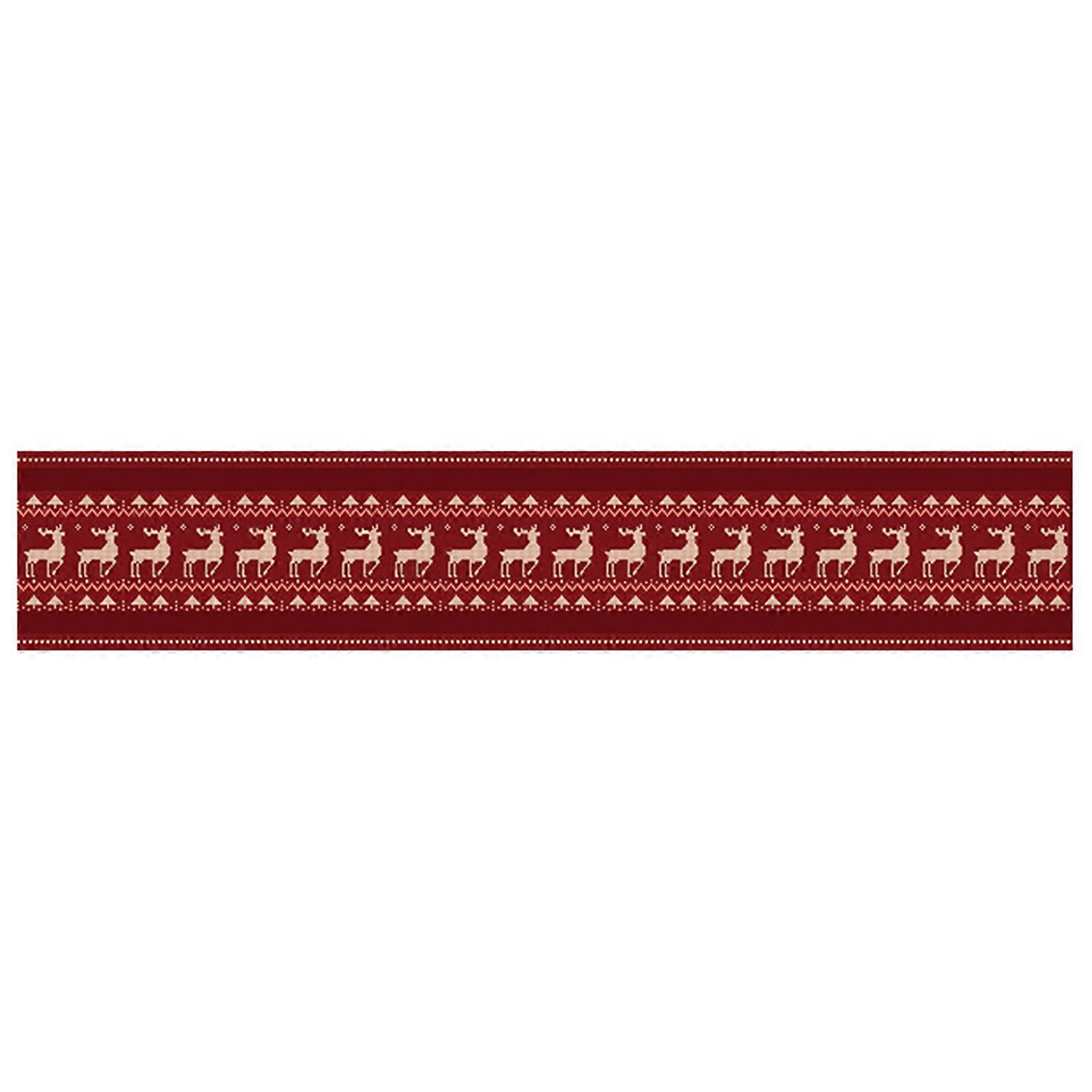Christmas Table Runner Festive Elk Pattern Durable Protective Table Cloth for Home Holiday Decoration