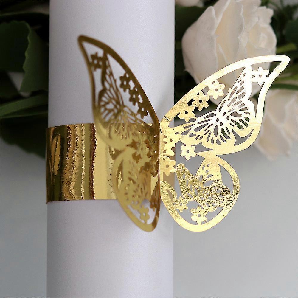 Servettringar Bröllopshanddukhållare Butterfly Pearlescent Paper Buckle Middagsbordsfest