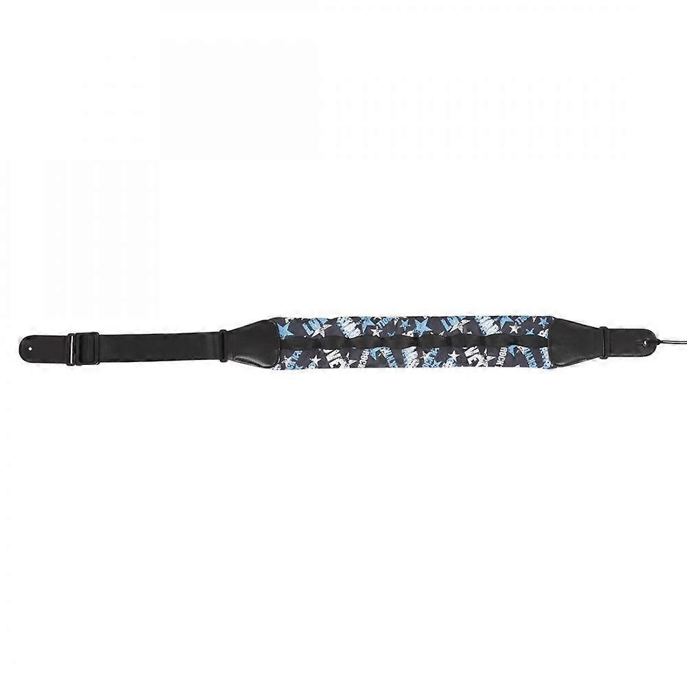 Guitar Strap for Bass with Thickened Shoulder Pads and Decompression Belt Blue White Star Pattern