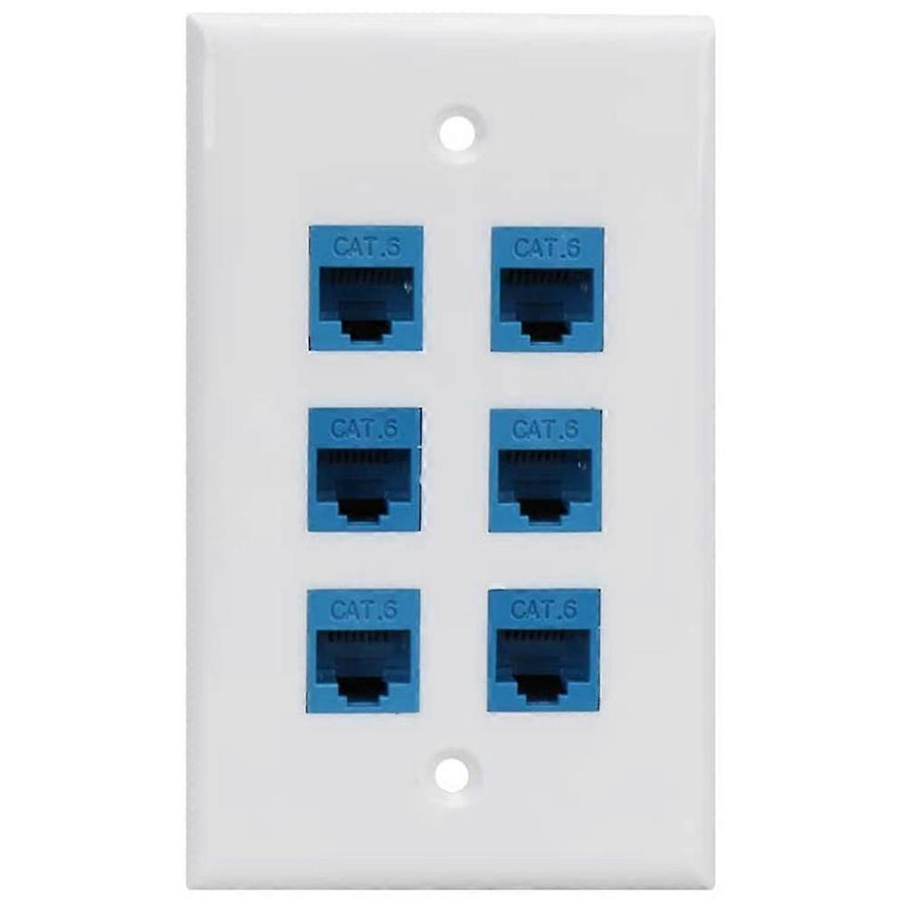 Cat 6 Ethernet Wall Plate 6 Port,Ethernet Wall Plate Female-Female Removable Compatible with Cat7/6