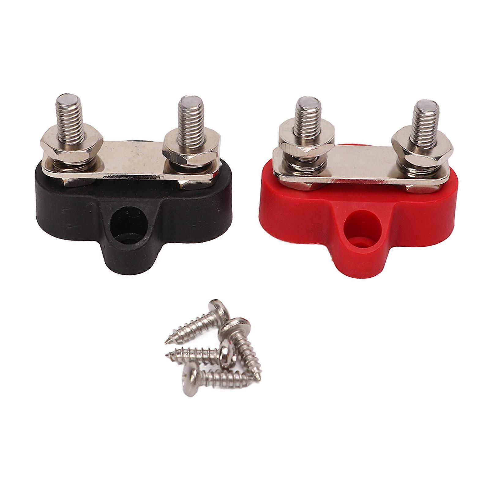 1 Pair 48V Battery Power Stud Stainless Steel Post Bus Bar Terminal Block for Truck RV Boat 1/4in YEMAA