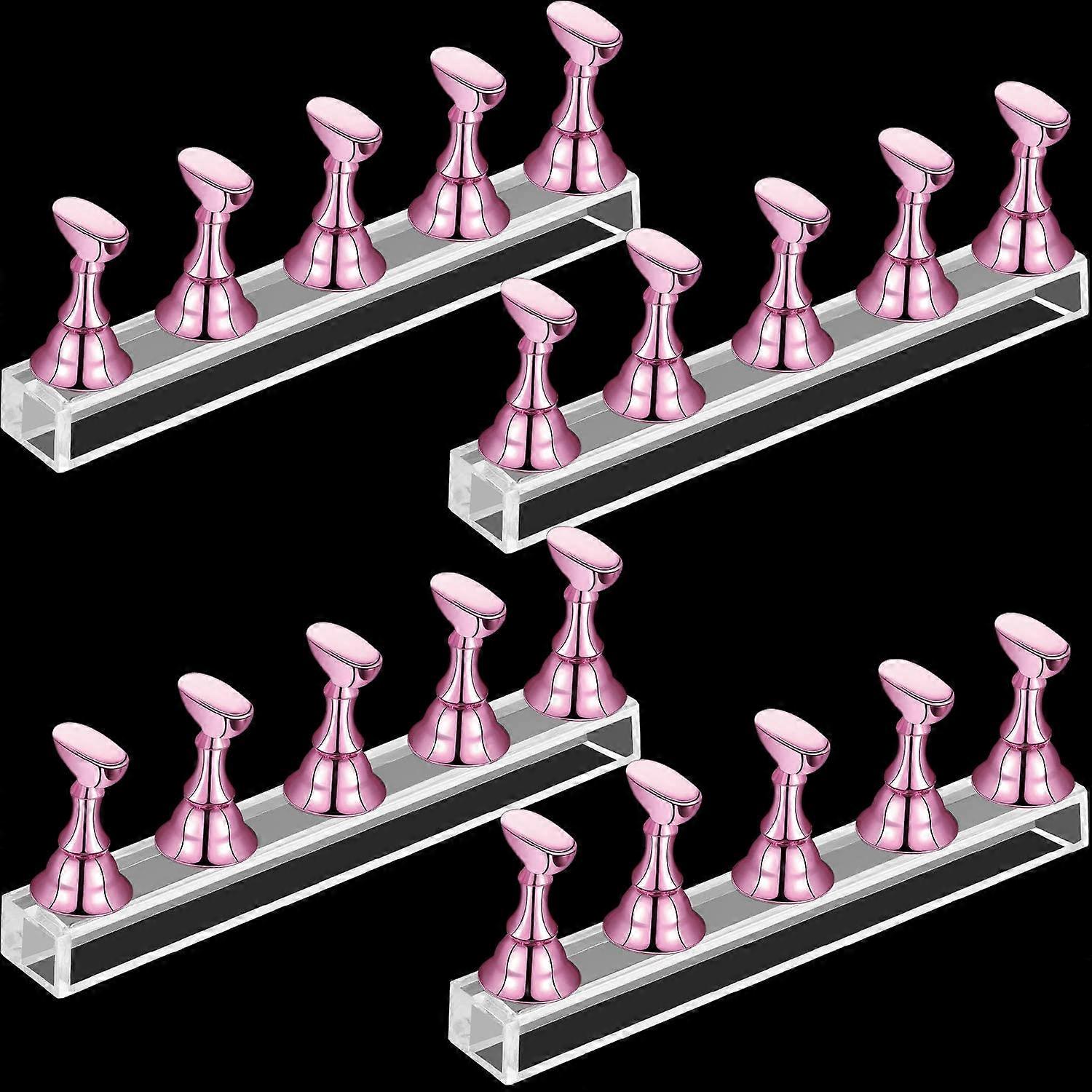 4 Sets Prsentoir  Ongles en Acrylique Porte-Pointe d'Ongle Support de Pratique d'Ongle Magntique Stand d'Art d'Ongle Bricolage pour Outil de Manucure 