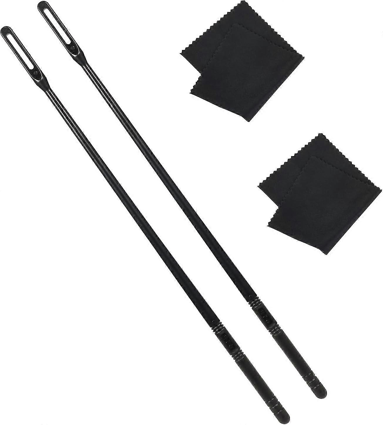 طقم تنظيف الفلوت ، 2 قطعة من قضيب تنظيف الفلوت و 2 قطعة من وسادات تنظيف قماش تنظيف الفلوت للتنظيف والتلميع (أسود)