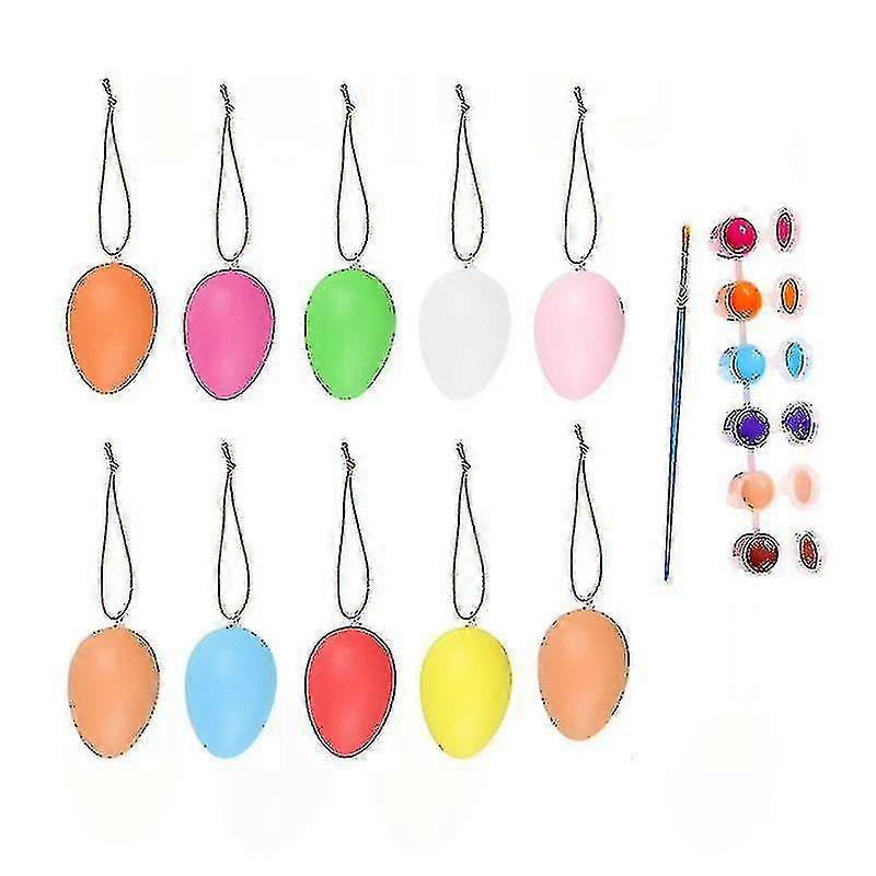 10pcs Easter Diy Plastic Eggs Simulation Easter Eggs With Pigment And Pen