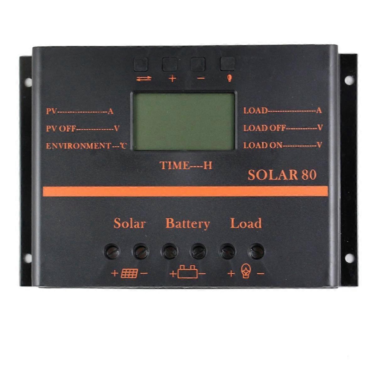 Solar Charge Controller 80A Solar Panel Custom Battery Regulator, Port Auto 12V/24V PWM for FLD/LiFePO4/SLD/GEL