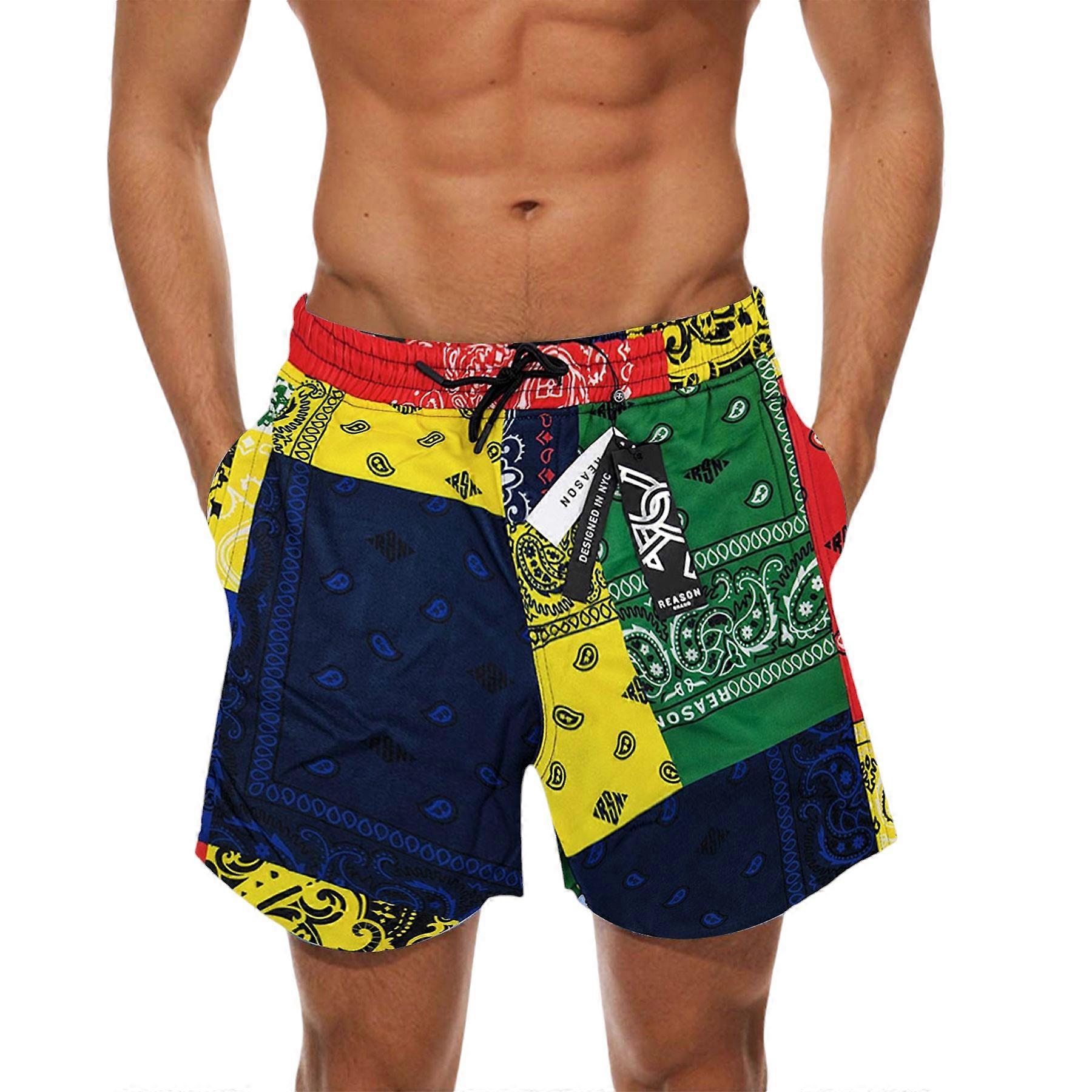 Mens Fleece Shorts Beach Graphic Gym Half Pants