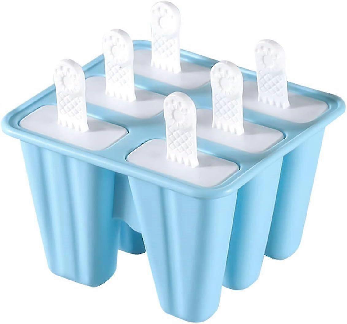 Six Compartment Diy Reusable Silicone Popsicle Making Molds Bpa Free (blue)