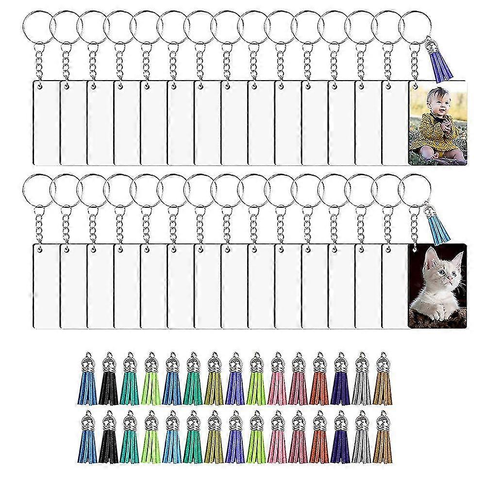 30 sets acrylic keychain blanks acrylic key ring circles with hole