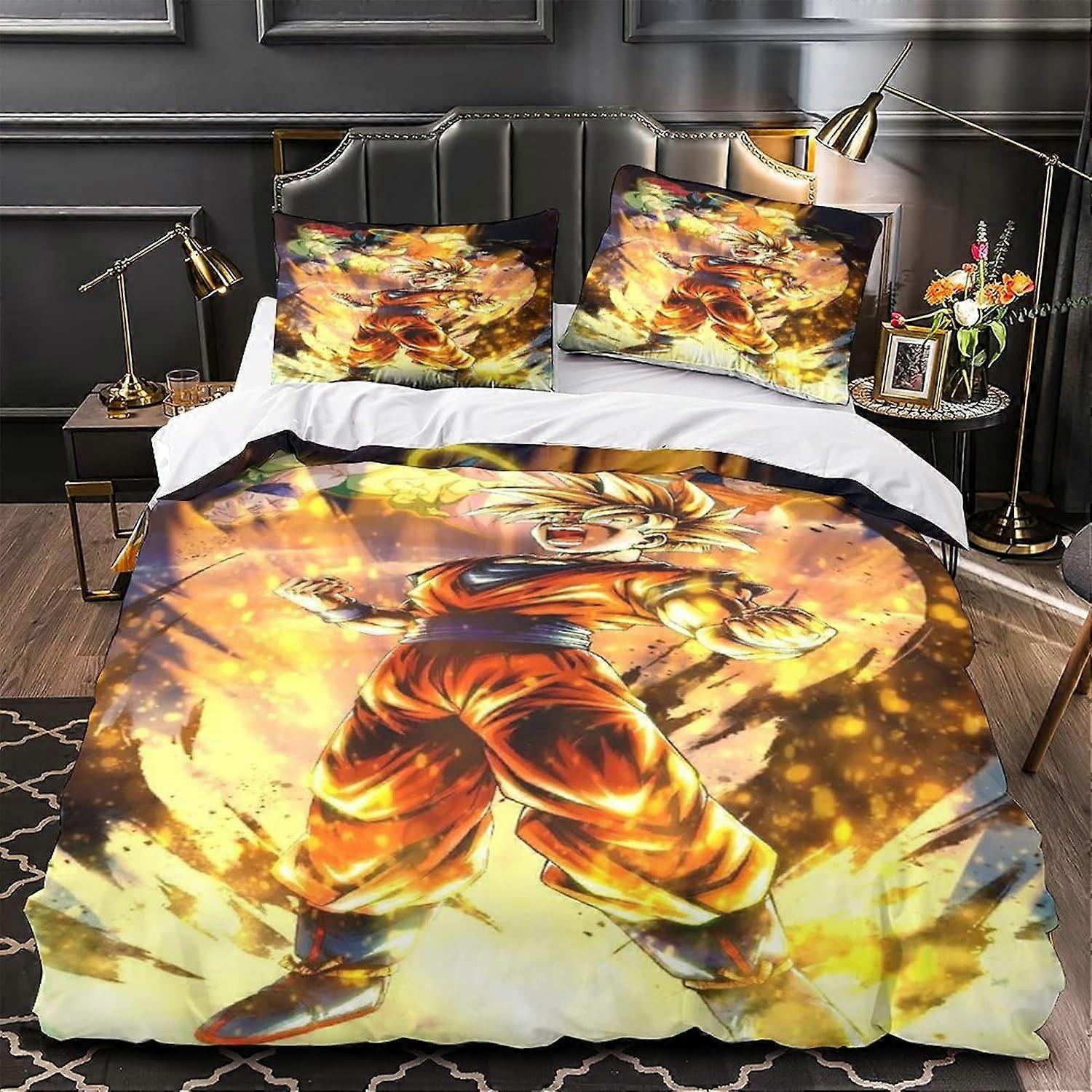 Pieces Goku Zestaw poszewek na kołdrę Anime Department Printed Quilt Anime Department Poszwa na kołdrę z zapięciem na zamek błyskawiczny dla nastolatków dorosłych