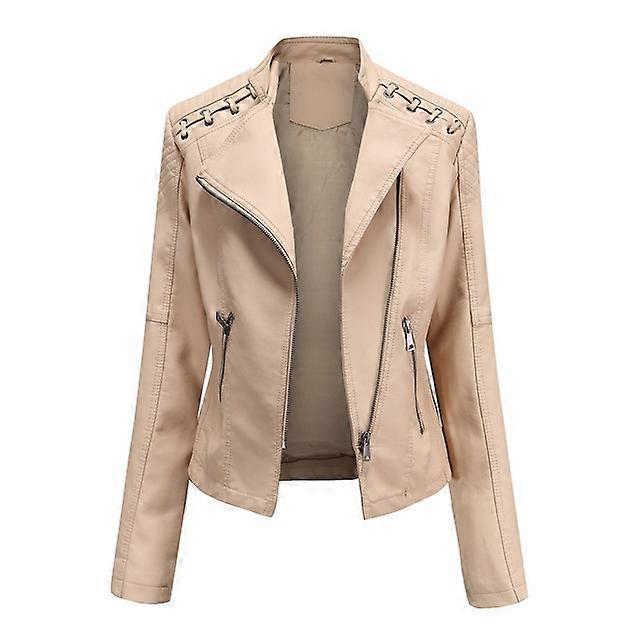 Women Faux Leather Jacket European Size Coat 2024 New Spring Autumn Moto Biker Zipper Jacket Purple Coffee Yellow Red Brown Navy