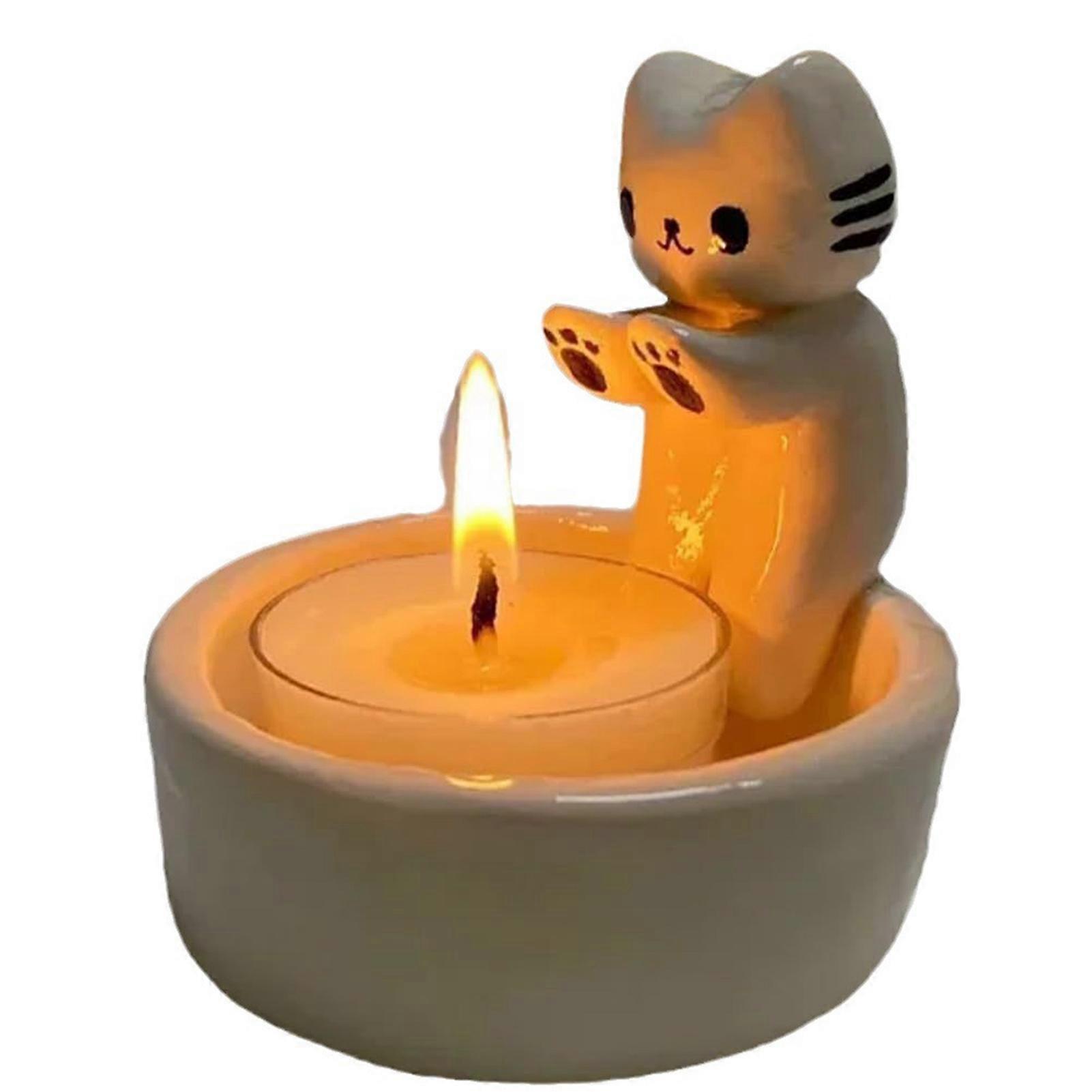 Cartoon Kittens/Ghosts Candles Rack High Temperature Resistance Reusable Candles Shelf for Desktop