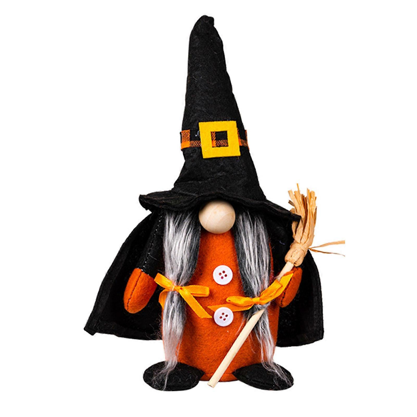 Faceless Gnomes Plush for Halloween Swedish Tomte Scandinavian in Witch Hat & Cape Faceless Collectible Figurines