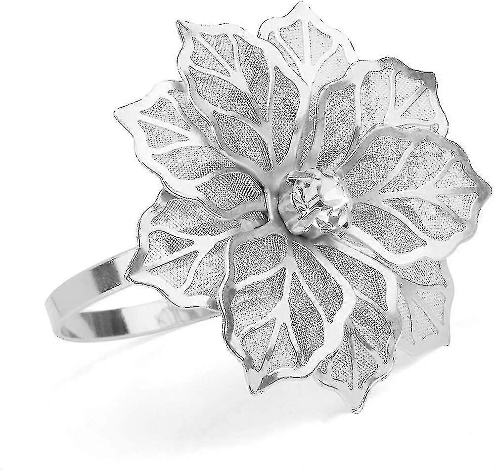 حلقات منديل، مجموعة من 12 خواتم منديل سبيكة مع جوفاء خارج حلقة منديل زهرة