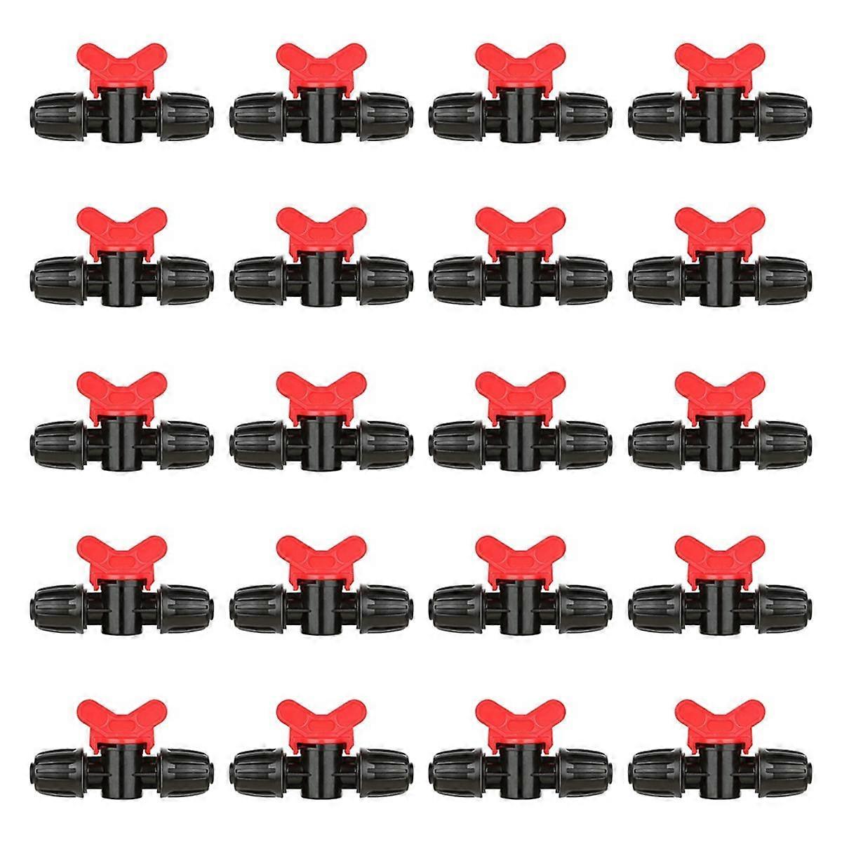 20 Pcs Drip Irrigation Switch Valves 1/2 Inch - In-Line Barb Lock for Tubing 0.60-0.65Inch OD, Outd