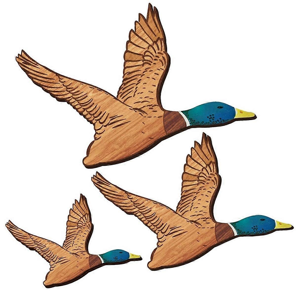 3 Dimensioni Mallard Duck Wall Art Anatre di Legno Decorazione Della Parete Rustico Uccelli Volanti Decorazione Della Parete Legno Intagliato Wal C...