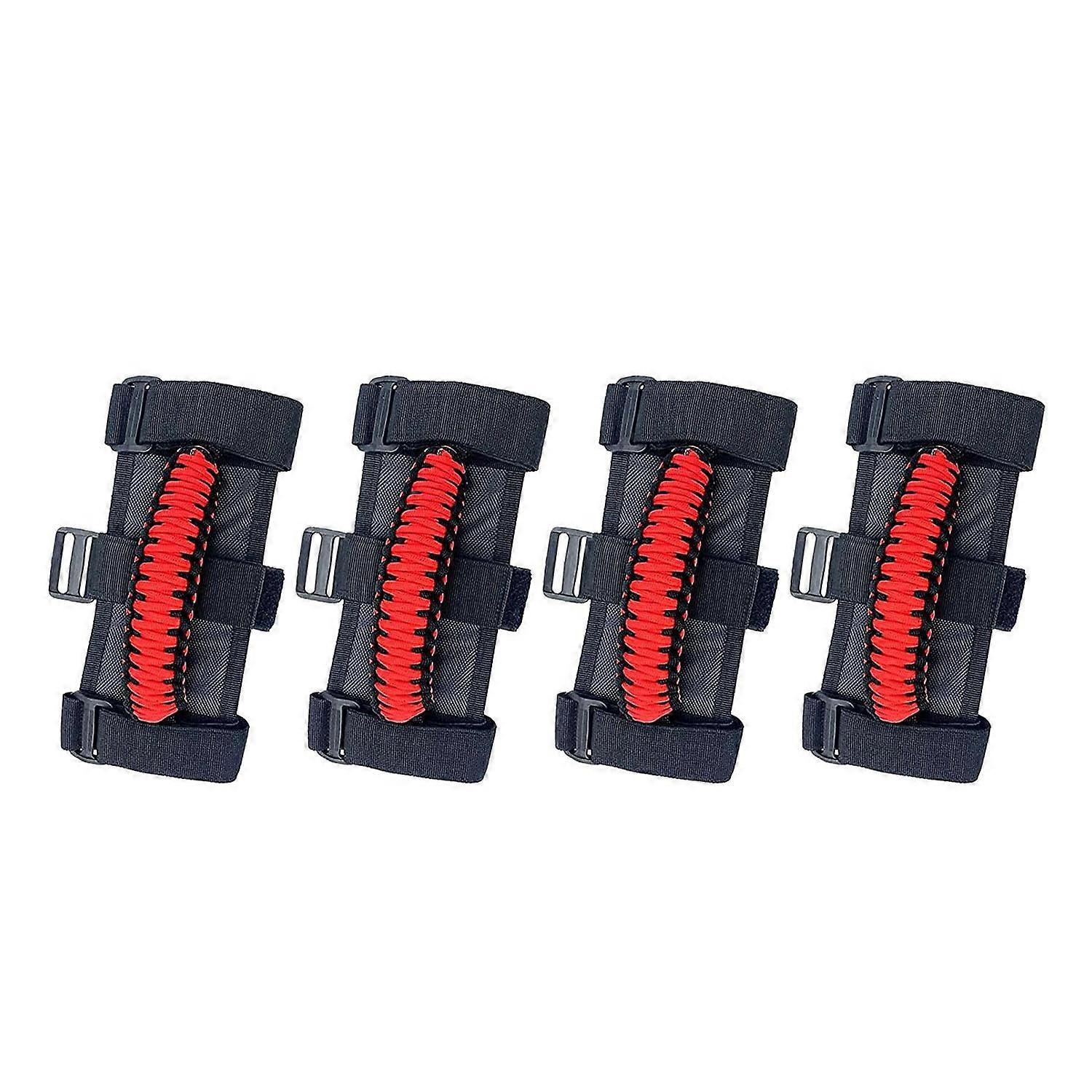 4Pcs/Pack Roll Bar Paracord Grab Handles Grip Handles for Wrangler JK TJ JL CJ YJ -2021 JT UTV ATV